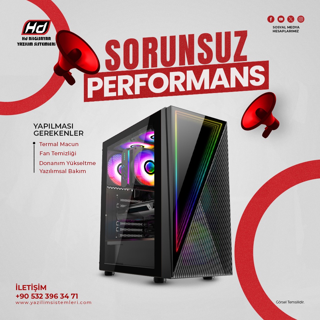 Sistem Hızlandırma Nedir? Sistem hızlandırma, bilgisayarınızın performansını artırmak ve gereksiz işlemleri ortadan kaldırmak için yapılan optimizasyon sürecidir. HD Bilgisayar olarak, bilgisayarınızı daha hızlı çalışır hale getirmek ve işlerinizi kesintisiz yürütmenizi sağlamak için profesyonel sistem hızlandırma hizmeti sunuyoruz. Sistem Hızlandırmanın Önemi Zamanla bilgisayarlar yavaşlar ve programlar geç açılabilir. Profesyonel sistem hızlandırma ile: Bilgisayarın açılış süresi kısalır Uygulama ve programlar hızlı çalışır Sistem kararlılığı artar Donanım ömrü uzar Sistem Hızlandırma Avantajları HD Bilgisayar ile sistem hızlandırma yaptırarak: Bilgisayarınız sorunsuz çalışır Performans düşüklüğü ve takılmalar önlenir İş süreçleriniz hızlanır Donanım ve yazılım uyumluluğu sağlanır Profesyonel destek ve danışmanlık alınır HD Bilgisayar Sistem Hızlandırma Hizmeti Hizmetimiz kapsamlıdır: Mevcut sistemin detaylı analizi Gereksiz dosya ve programların temizlenmesi RAM ve disk optimizasyonu Başlangıç programlarının düzenlenmesi Sistem güncellemeleri ve performans testleri Daha fazla bilgi için 👉 Hizmetlerimiz sayfasını ziyaret edebilirsiniz. Sistem Hızlandırma Ne Zaman Yapılmalı? Bilgisayarınız yavaş çalışıyorsa, sık sık donuyorsa veya iş verimliliğiniz düşüyorsa sistem hızlandırma hizmeti almalısınız. Profesyonel optimizasyon ile bilgisayarınız tekrar hızlı ve verimli çalışır. Sonuç olarak, sistem hızlandırma, bilgisayar performansını artıran ve kullanım deneyimini iyileştiren kritik bir hizmettir. HD Bilgisayar ile bilgisayarınızı maksimum performansla kullanabilirsiniz. Görsel alt metin önerisi: “sistem hızlandırma bilgisayar” “performans optimizasyonu”